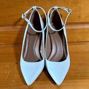Chic White Ankle Strap Wedge Heels